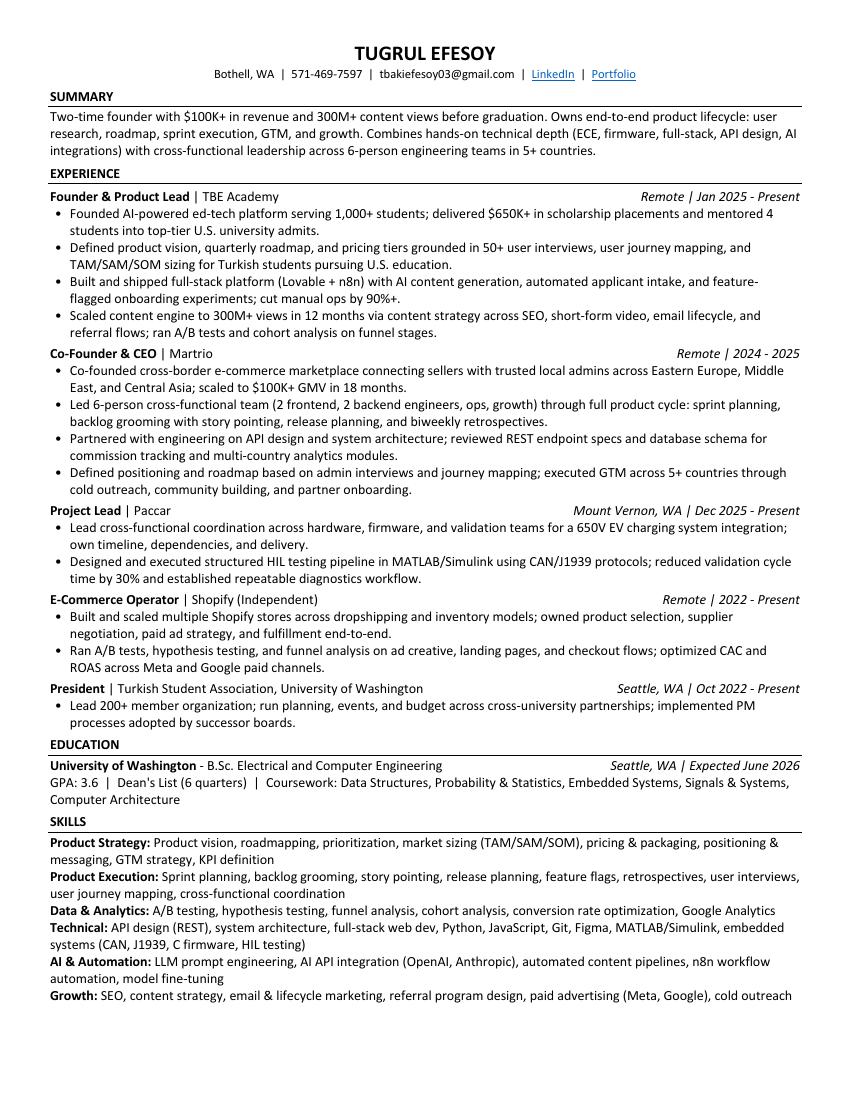 PM Resume preview